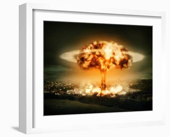 Explosion Of Nuclear Bomb-egal-Framed Art Print