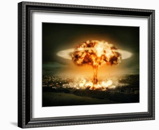 Explosion Of Nuclear Bomb-egal-Framed Art Print