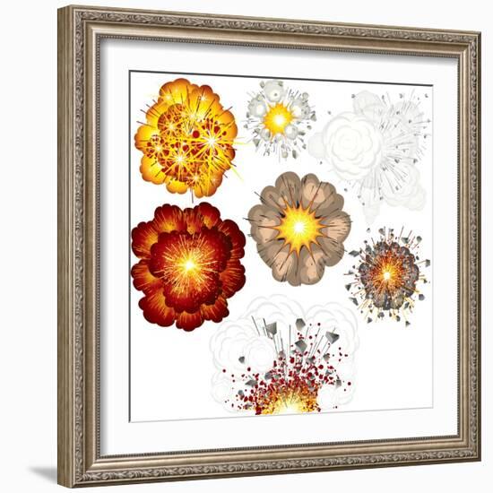 Explosions-Set of Various Illustrations-PILart-Framed Art Print