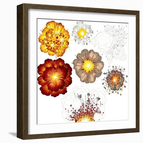 Explosions-Set of Various Illustrations-PILart-Framed Art Print