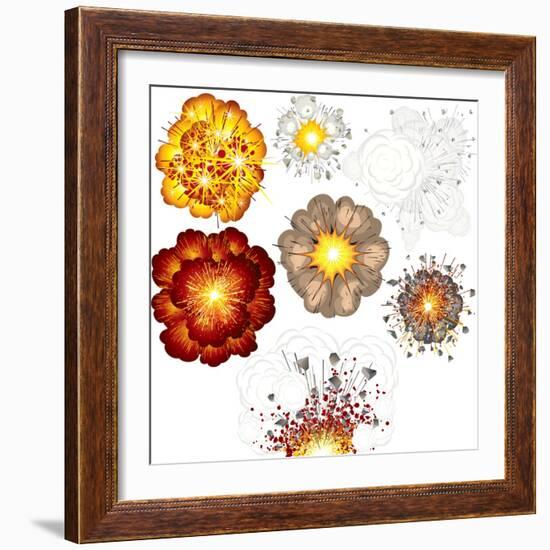 Explosions-Set of Various Illustrations-PILart-Framed Art Print