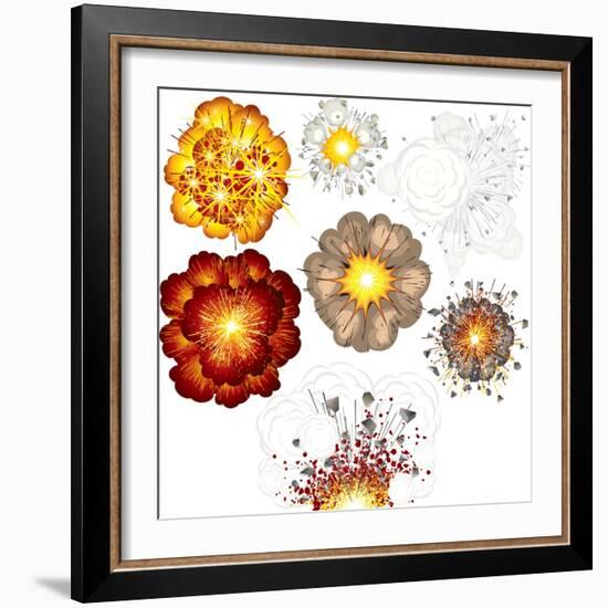 Explosions-Set of Various Illustrations-PILart-Framed Art Print