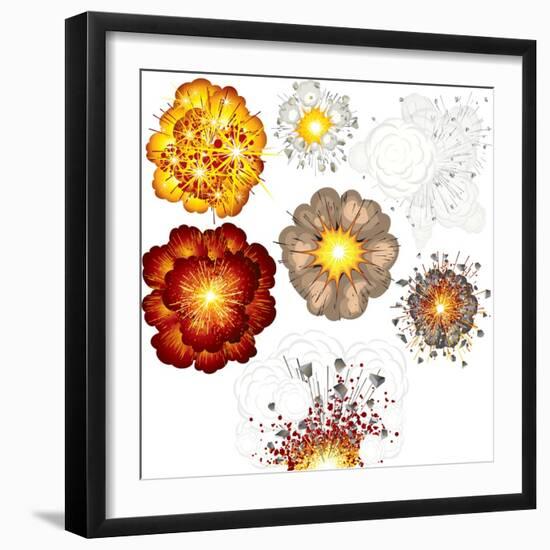 Explosions-Set of Various Illustrations-PILart-Framed Art Print