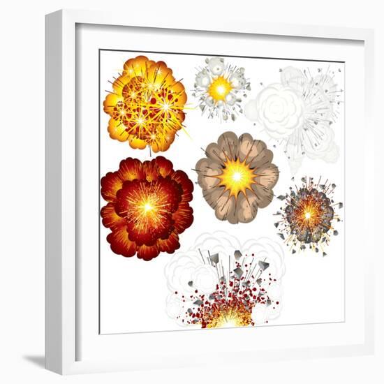 Explosions-Set of Various Illustrations-PILart-Framed Art Print