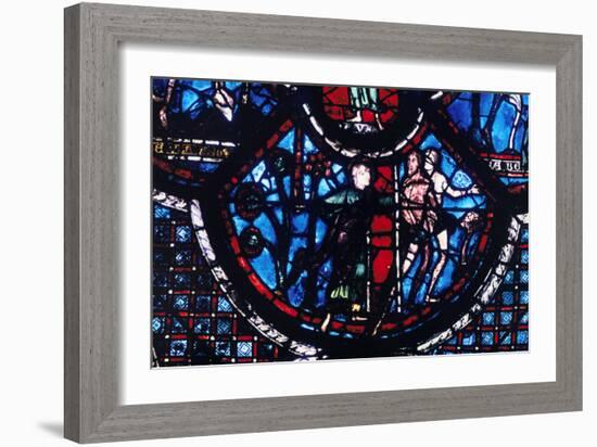 Expulsion from Eden, Stained Glass, Chartres Cathedral, France, 1205-1215-null-Framed Photographic Print