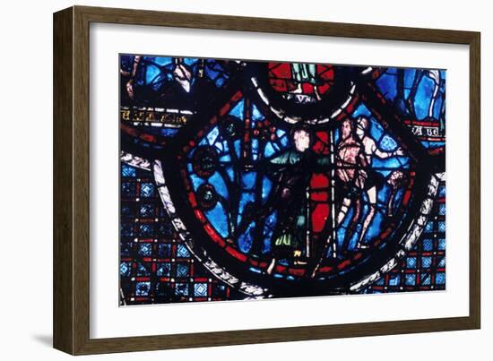 Expulsion from Eden, Stained Glass, Chartres Cathedral, France, 1205-1215-null-Framed Photographic Print