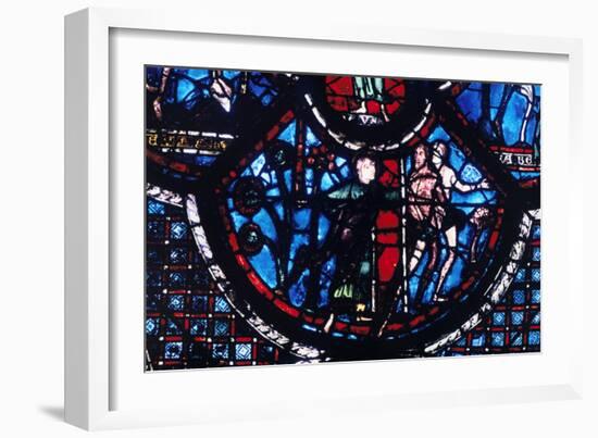 Expulsion from Eden, Stained Glass, Chartres Cathedral, France, 1205-1215-null-Framed Photographic Print