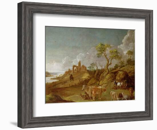 Extensive Hilly Landscape with Cattle, Sheep and Goats-Potter-Framed Giclee Print