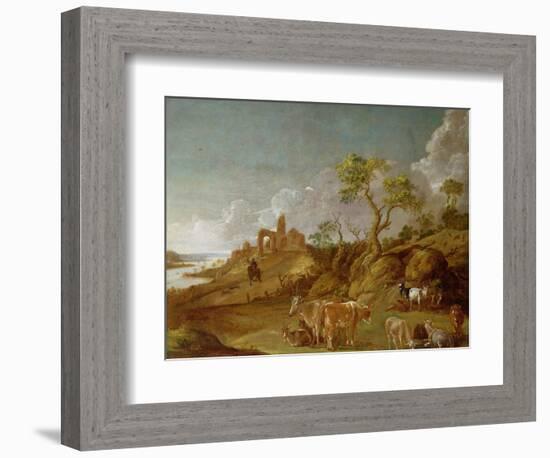 Extensive Hilly Landscape with Cattle, Sheep and Goats-Potter-Framed Giclee Print