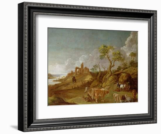 Extensive Hilly Landscape with Cattle, Sheep and Goats-Potter-Framed Giclee Print