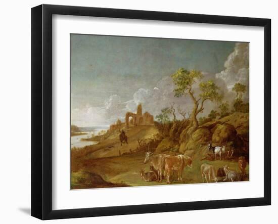 Extensive Hilly Landscape with Cattle, Sheep and Goats-Potter-Framed Giclee Print