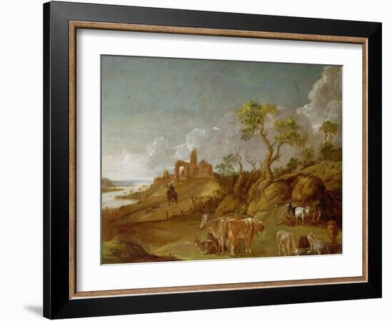 Extensive Hilly Landscape with Cattle, Sheep and Goats-Potter-Framed Giclee Print