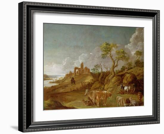 Extensive Hilly Landscape with Cattle, Sheep and Goats-Potter-Framed Giclee Print