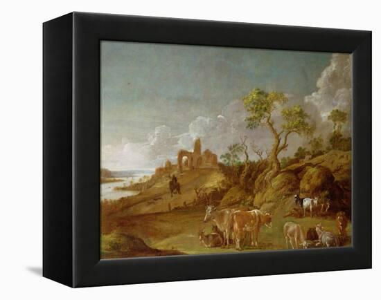 Extensive Hilly Landscape with Cattle, Sheep and Goats-Potter-Framed Premier Image Canvas