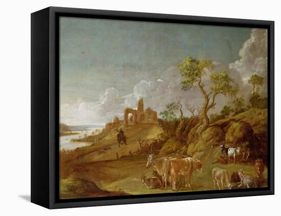 Extensive Hilly Landscape with Cattle, Sheep and Goats-Potter-Framed Premier Image Canvas