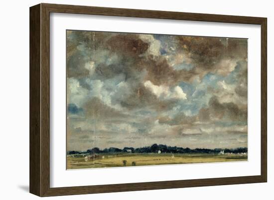 Extensive Landscape with Grey Clouds, C.1821 (Oil on Paper on Canvas)-John Constable-Framed Giclee Print