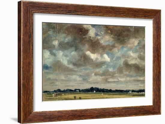 Extensive Landscape with Grey Clouds, C.1821 (Oil on Paper on Canvas)-John Constable-Framed Giclee Print