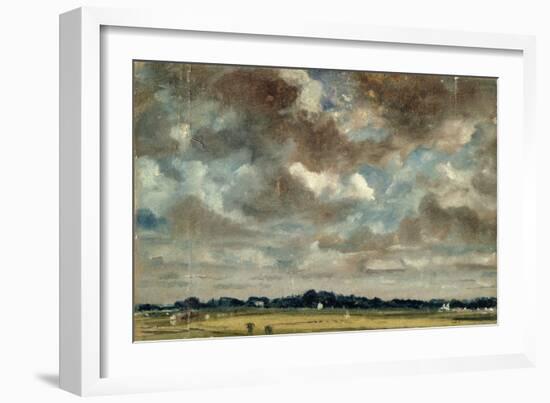 Extensive Landscape with Grey Clouds, C.1821 (Oil on Paper on Canvas)-John Constable-Framed Giclee Print