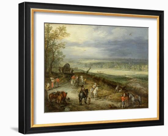 Extensive Landscape with Travellers on a Country Road, C.1608-10-Jan Brueghel the Elder-Framed Giclee Print