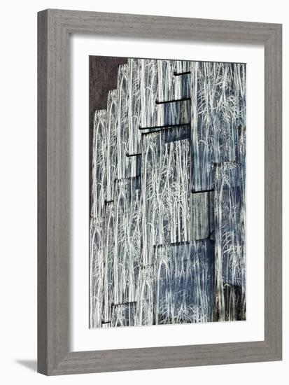 Exterior Detail of Grey Glass Panels Imprinted with Willow Branches Pattern-Julian Castle-Framed Photo