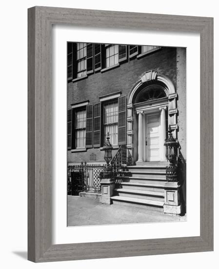 Exterior Facade of the Landmark 19th Century Merchant House with Handsome Wrought-Iron Balustrade-Walter Sanders-Framed Photographic Print