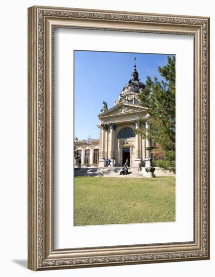 Exterior Facade with Columns and Sculptures of the Famed Szechenhu Thermal Bath House-Kimberly Walker-Framed Photographic Print