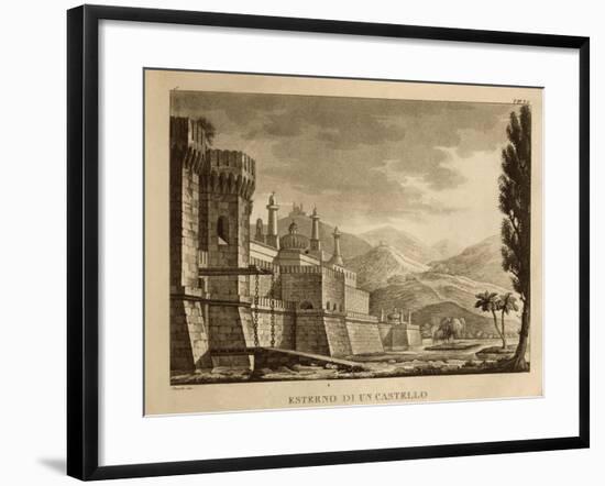 Exterior of a Castle, Set Design for Act I of 'Ricciardo and Zoraide'-null-Framed Giclee Print