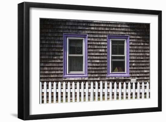 Exterior of a Shingle Carpenter Gothic (Gingerbread) Cottage with White Picket Fence-Julian Castle-Framed Photo