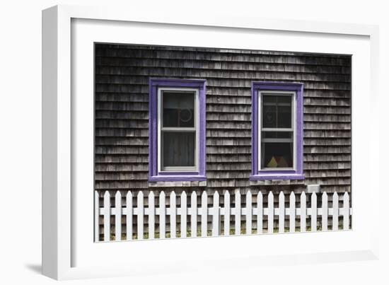 Exterior of a Shingle Carpenter Gothic (Gingerbread) Cottage with White Picket Fence-Julian Castle-Framed Photo