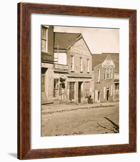 Exterior of a Shop with a Sign 'Auction & Negro Sales' in Whitehall Street, Atlanta, 1864-null-Framed Giclee Print