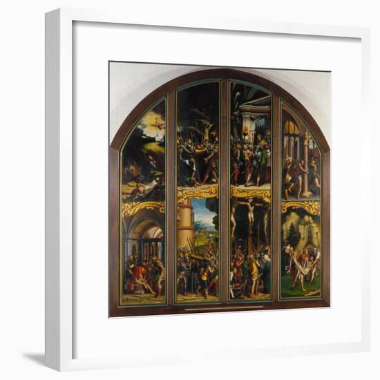 Exterior of a Winged Altar with Eight Scenes Form the Passion of Christ, C. 1524-Hans Holbein the Younger-Framed Giclee Print