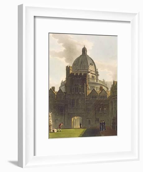 Exterior of Brasenose College and Radcliffe Library, Illustration from the 'History of Oxford'-Augustus Charles Pugin-Framed Giclee Print