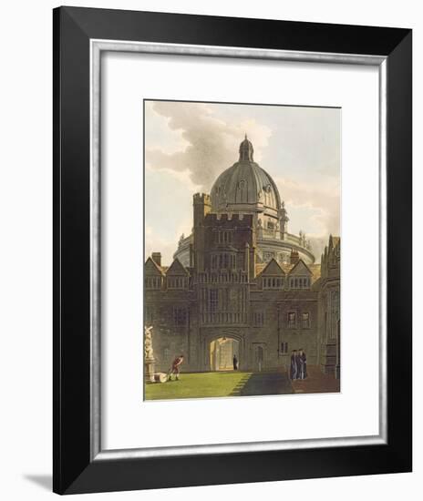 Exterior of Brasenose College and Radcliffe Library, Illustration from the 'History of Oxford'-Augustus Charles Pugin-Framed Giclee Print