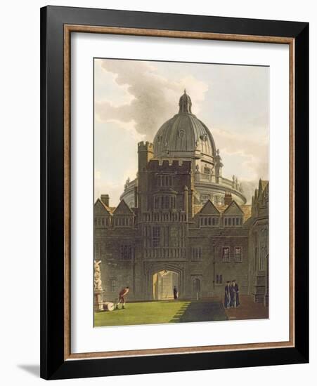 Exterior of Brasenose College and Radcliffe Library, Illustration from the 'History of Oxford'-Augustus Charles Pugin-Framed Giclee Print