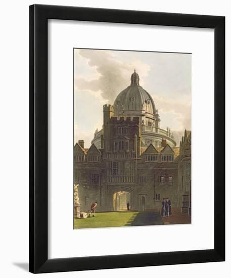 Exterior of Brasenose College and Radcliffe Library, Illustration from the 'History of Oxford'-Augustus Charles Pugin-Framed Giclee Print