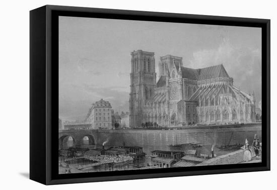 Exterior of Cathedral of Notre Dame, from France Illustrated, with Drawings by Thomas Allom-null-Framed Premier Image Canvas