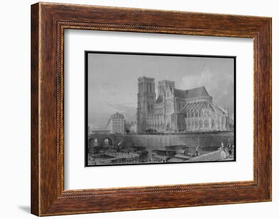 Exterior of Cathedral of Notre Dame, from France Illustrated, with Drawings by Thomas Allom-null-Framed Photographic Print