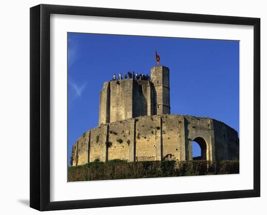 Exterior of Gisors Castle with Visitors on Battlements, Haute Normandie, France, Europe-Thouvenin Guy-Framed Photographic Print