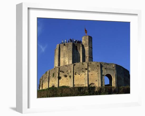 Exterior of Gisors Castle with Visitors on Battlements, Haute Normandie, France, Europe-Thouvenin Guy-Framed Photographic Print