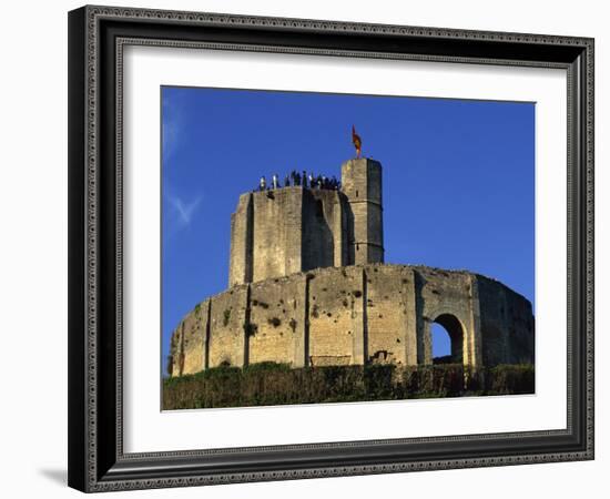 Exterior of Gisors Castle with Visitors on Battlements, Haute Normandie, France, Europe-Thouvenin Guy-Framed Photographic Print