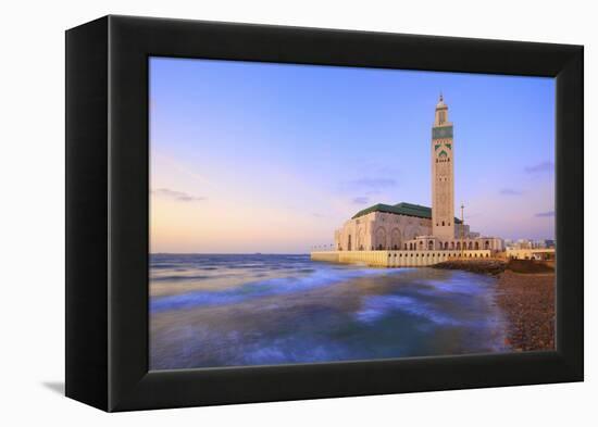 Exterior of Hassan Ll Mosque and Coastline at Dusk, Casablanca, Morocco, North Africa, Africa-Neil Farrin-Framed Premier Image Canvas