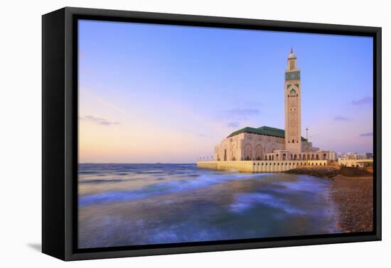 Exterior of Hassan Ll Mosque and Coastline at Dusk, Casablanca, Morocco, North Africa, Africa-Neil Farrin-Framed Premier Image Canvas
