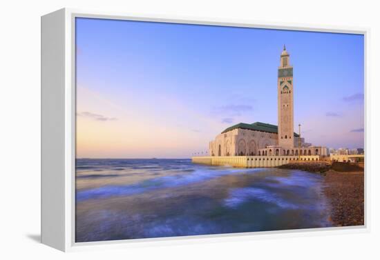 Exterior of Hassan Ll Mosque and Coastline at Dusk, Casablanca, Morocco, North Africa, Africa-Neil Farrin-Framed Premier Image Canvas