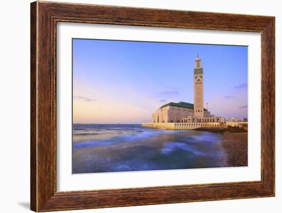 Exterior of Hassan Ll Mosque and Coastline at Dusk, Casablanca, Morocco, North Africa, Africa-Neil Farrin-Framed Photographic Print