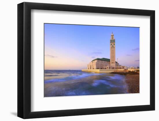 Exterior of Hassan Ll Mosque and Coastline at Dusk, Casablanca, Morocco, North Africa, Africa-Neil Farrin-Framed Photographic Print