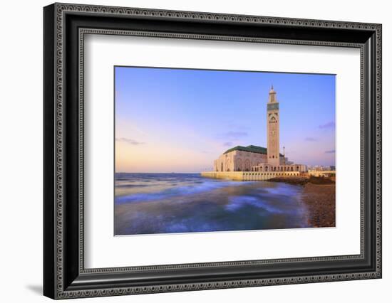 Exterior of Hassan Ll Mosque and Coastline at Dusk, Casablanca, Morocco, North Africa, Africa-Neil Farrin-Framed Photographic Print