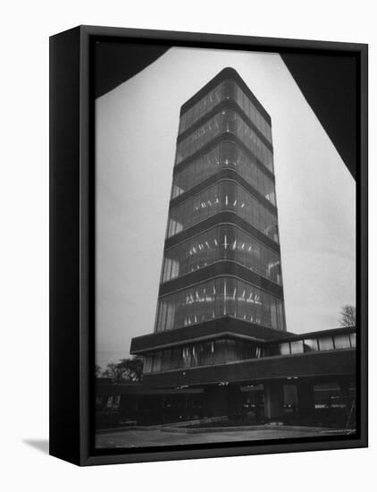 Exterior of Modern Research Tower Built by Frank Lloyd Wright For Johnson Wax Co-Eliot Elisofon-Framed Premier Image Canvas