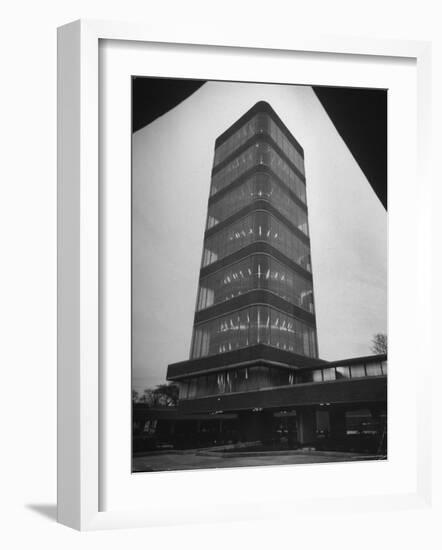 Exterior of Modern Research Tower Built by Frank Lloyd Wright For Johnson Wax Co-Eliot Elisofon-Framed Photographic Print