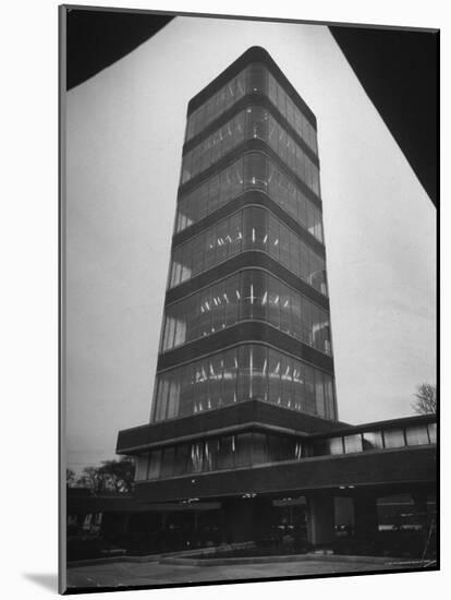 Exterior of Modern Research Tower Built by Frank Lloyd Wright For Johnson Wax Co-Eliot Elisofon-Mounted Photographic Print