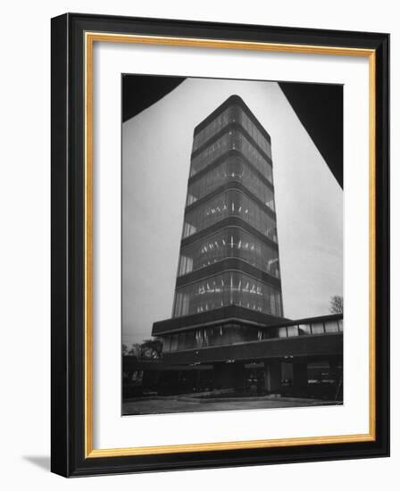 Exterior of Modern Research Tower Built by Frank Lloyd Wright For Johnson Wax Co-Eliot Elisofon-Framed Photographic Print